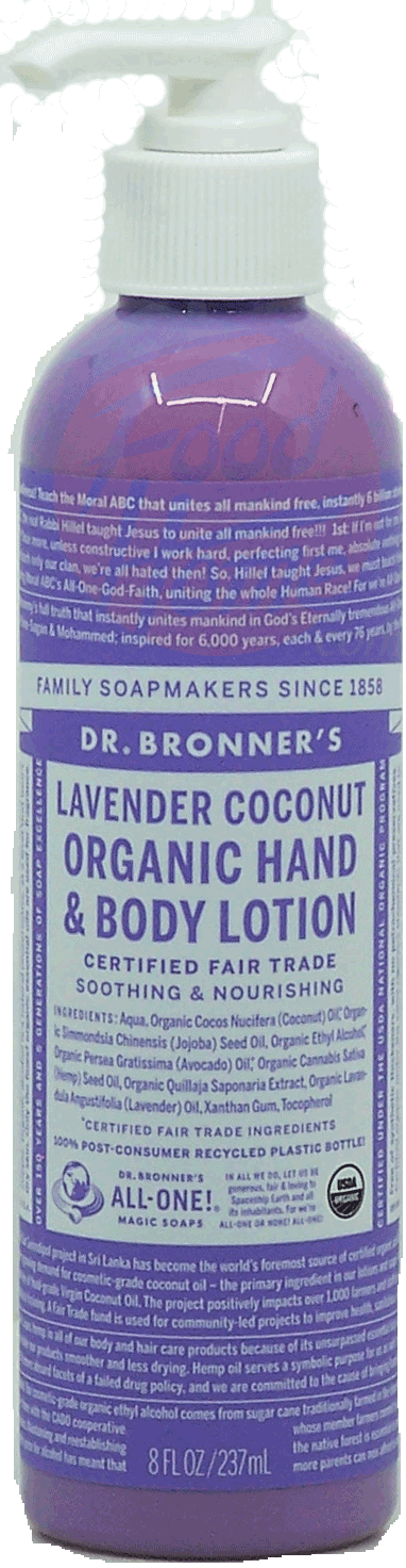 Dr. Bronner's Magic Family Soapmakers lavender coconut organic hand & body lotion Full-Size Picture